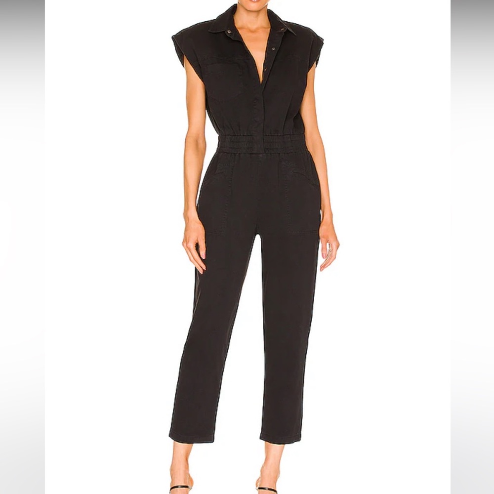 Pistola Rosie Padded Shoulder Cotton Jumpsuit